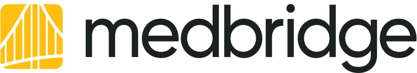 Medbridge logo with bold black letters and a yellow geometric design on the left.